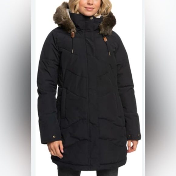Roxy Jackets & Blazers - Roxy Black Parka with Faux Fur Trim